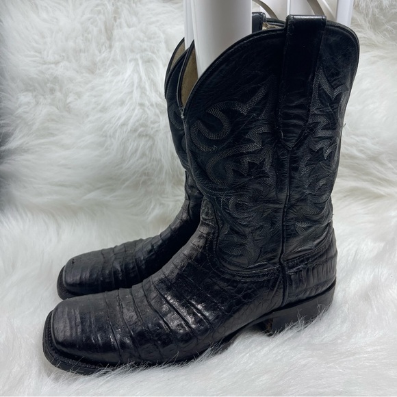 COWTOWN Boots ALLIGATOR Black MADE IN USA - Sz 11 D